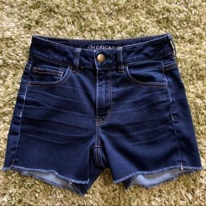 AMERICAN EAGLE HIGH RISE JEAN SHORTIE SHORTS